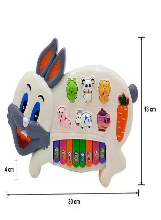 SPOCCO | Rabbit Piano Musical Toy Educational Learning Music Keyboard Toys for Kids Playset with Flashing Lights & 6 Animal Sounds & 8 Keys Fun Play Activity Birthday Gift for Boys Girls Toddlers -110 - Image 3